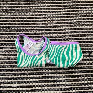 🌿Boden Girls Zebra Green Purple Two Piece Bikini Bathing Swimsuit 13/14Y